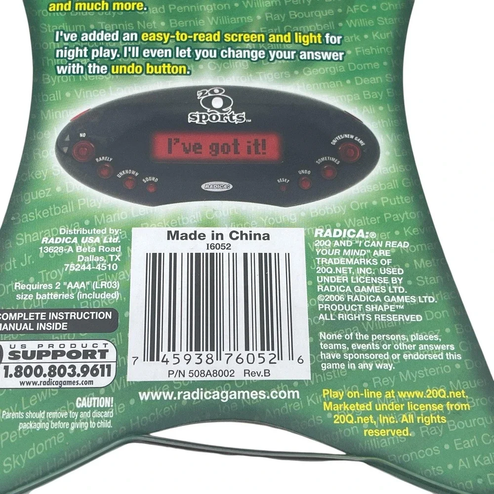 Sports 20 Questions Handheld Electronic Game Radica